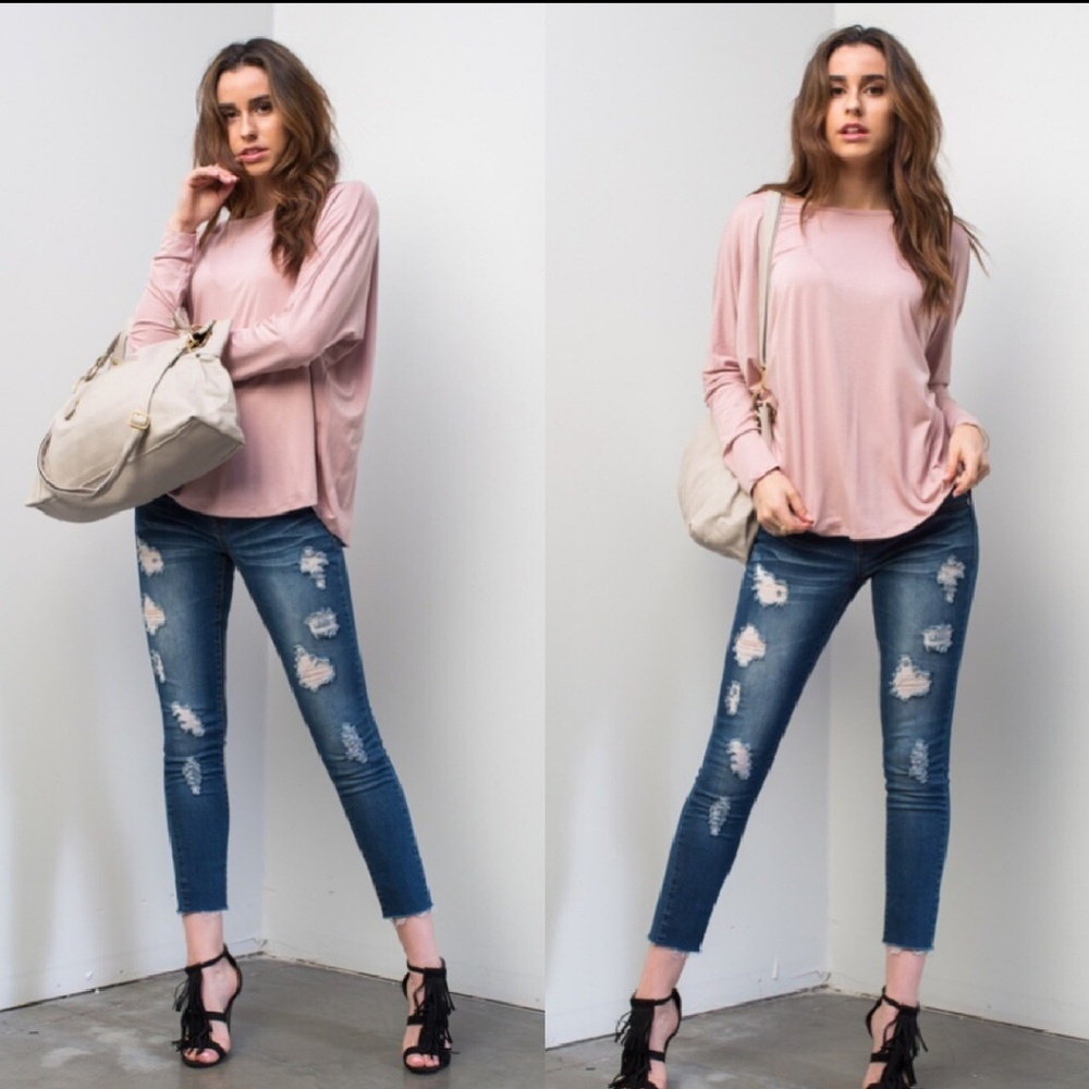 Dusty Rose Crochet Detail Top - Picture 6 of 8